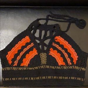 Black Crochet Crop Top